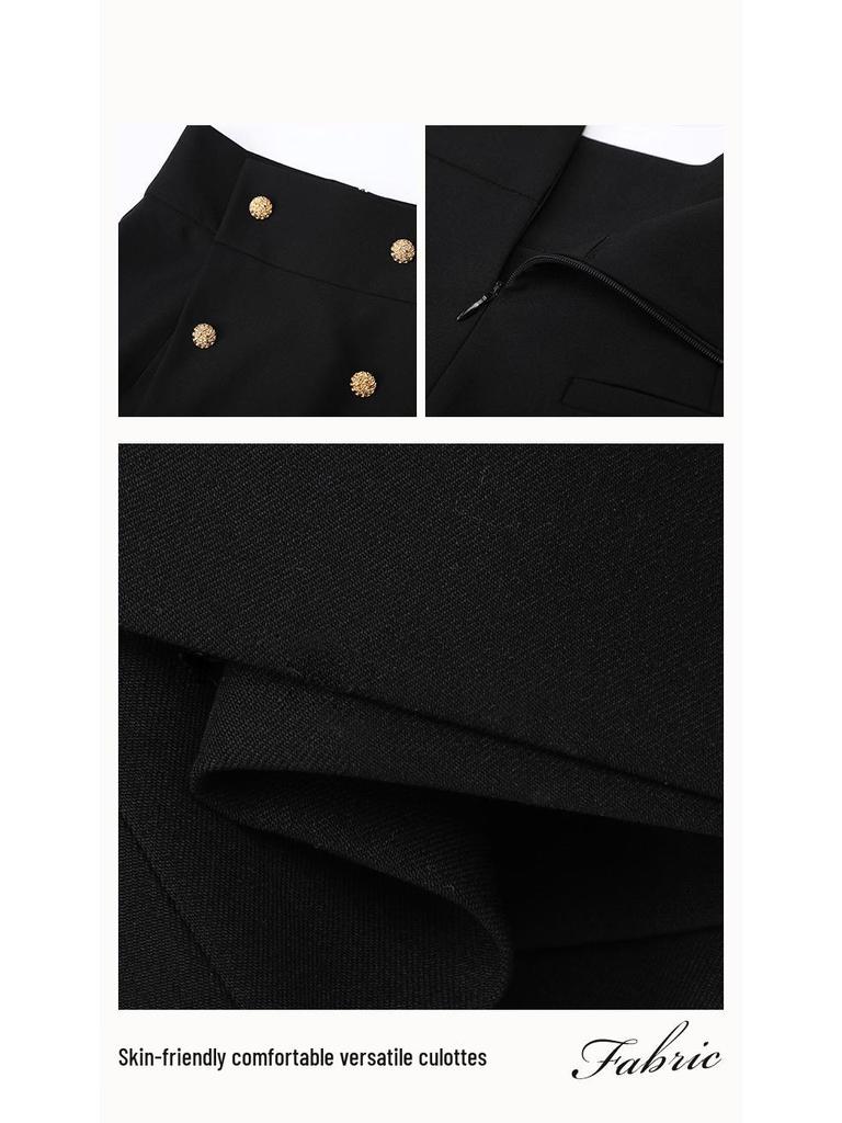 2025 A-Line High Waist Wide Leg Shorts for Women - Slimming, Casual Spring & Fall Wear with Shirt or T-Shirt