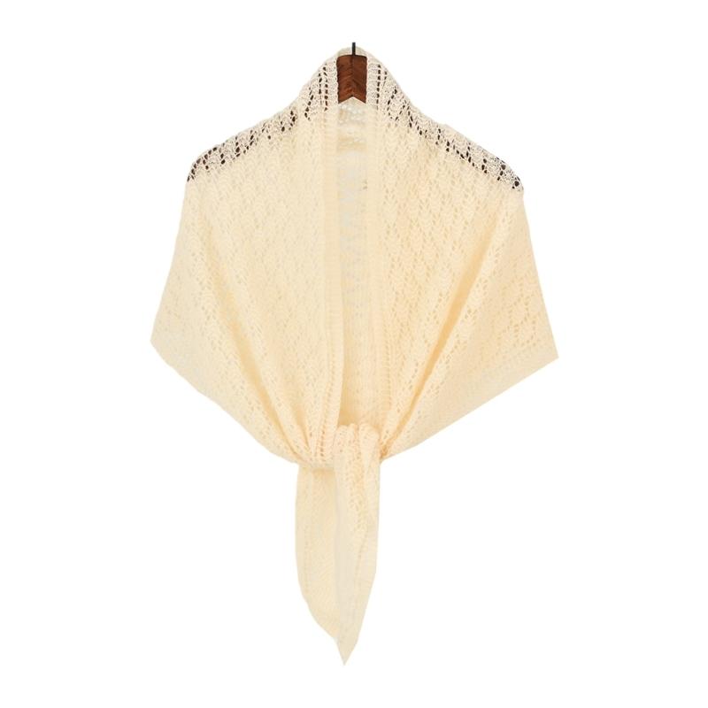 

Hollowout Rhomboid Pattern Shawl Triangular Shoulder Wrap with Crochet Design Great for Women Leisure and Formal Occasion бежевий