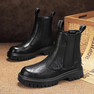 Botas de vaquero con plataforma de seguridad estilo Chelsea para hombre, de diseñador, para primavera y otoño de 2024, zapatos de cuero genuino para hombre