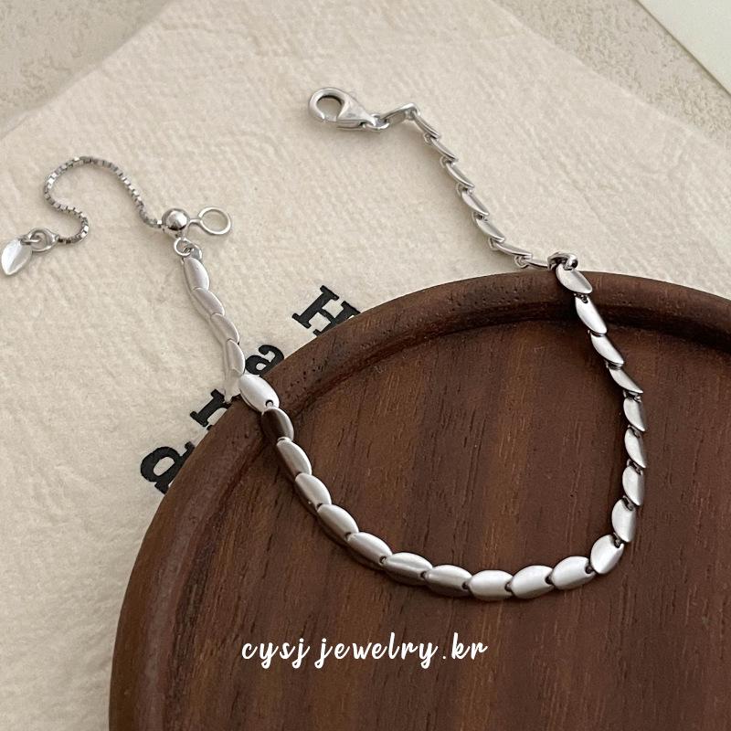 Cui Yan S925 Sterling Silver Korean-Style Matte Bean Bracelet: Retro Niche Pull-String Design, New Trend 925 Silver
