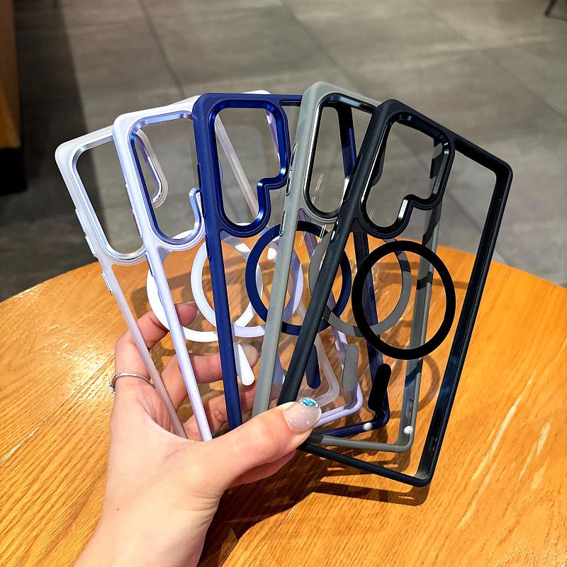 Gold Shield Magnetic Suction Suitable for New Samsung S25Utra Mobile Phone Case S24 Full-pack Magnetic Suction Protective Case Metal Camera Frame