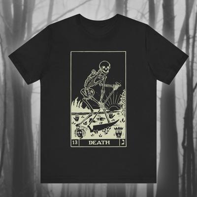 Tarot Śmierci Straszny Taniec Koszulka Taniec Śmierci Koszulka Straszny Szkielet Koszulka Retro Horror Gotycki Unisex Koszulka z Krótkim Rękawem