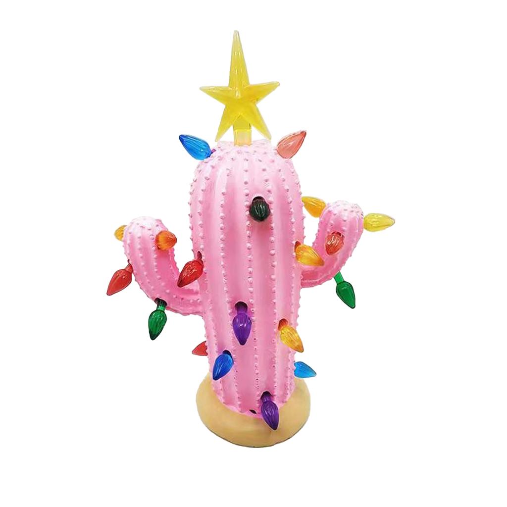 Weihnachtskaktus aus Kunstharz mit Lichtern Vintage Nostalgischer Weihnachtskaktus Tischdekoration Weihnachten