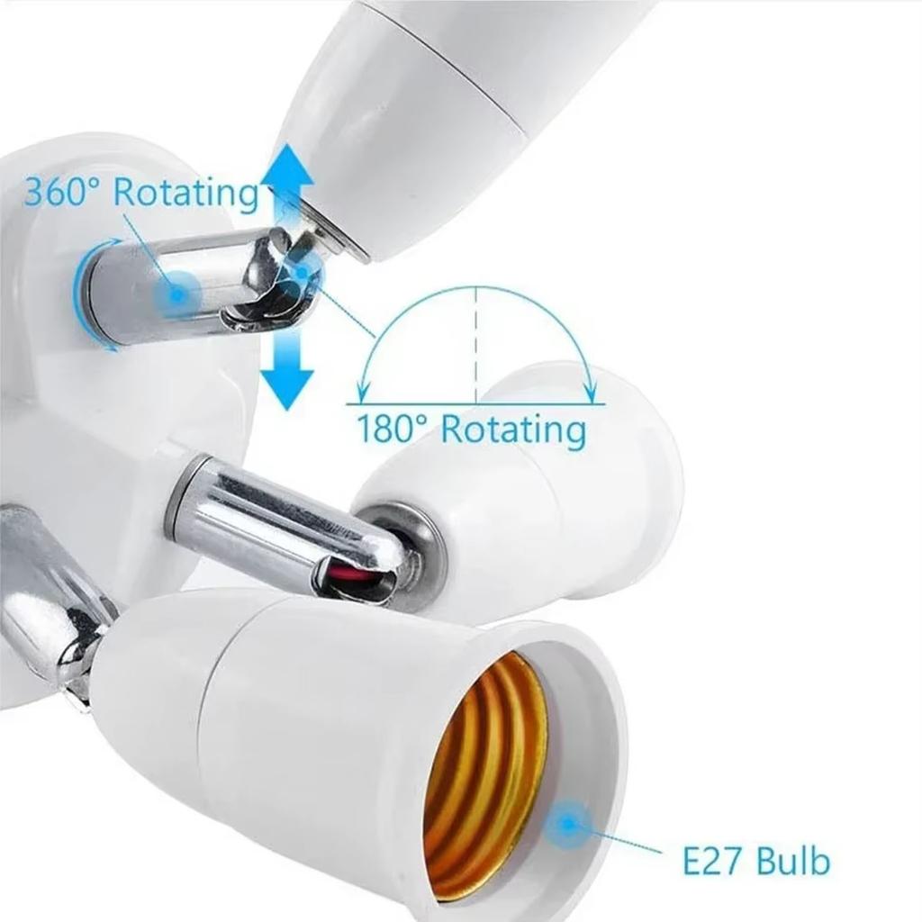 4 Socket E27 Lamp Holder Adapter Splitter 880W Light Bulb Base Converter