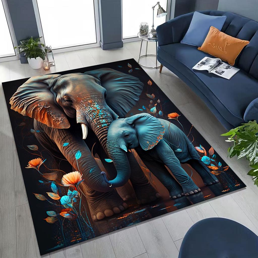 27 Stil Weisheit Elefant Cartoon Teppich für Schlafzimmer Wohnzimmer Sofa Zuhause Fußmatte Dekor,Große Kinder Spiel Anti-Rutsch Bodenmatte Geschenk