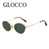 New Fashion Luxury Brand Oval Sunglasses For Women Men Trendy Metal Frame Sun Glasses Unisex Stylish Eyewear Shades Uv400
