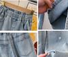 Sommer Mädchen Mittelschule Mode Lose Einfarbig Kleine Liebe Jeans Freizeithosen Weite Beinhosen 4-10 Jahre Alt