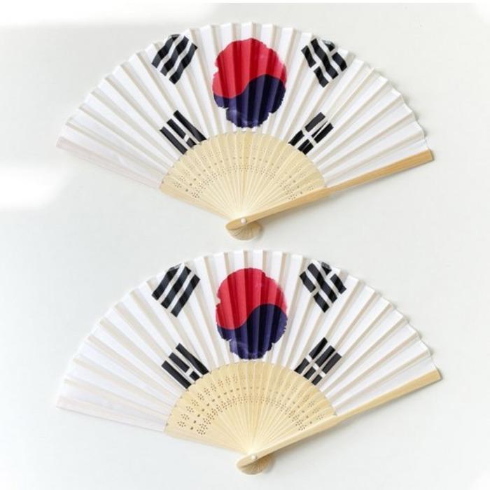 Premium Korean Traditional Taegeuk Folding Hand Fan – Set of 2