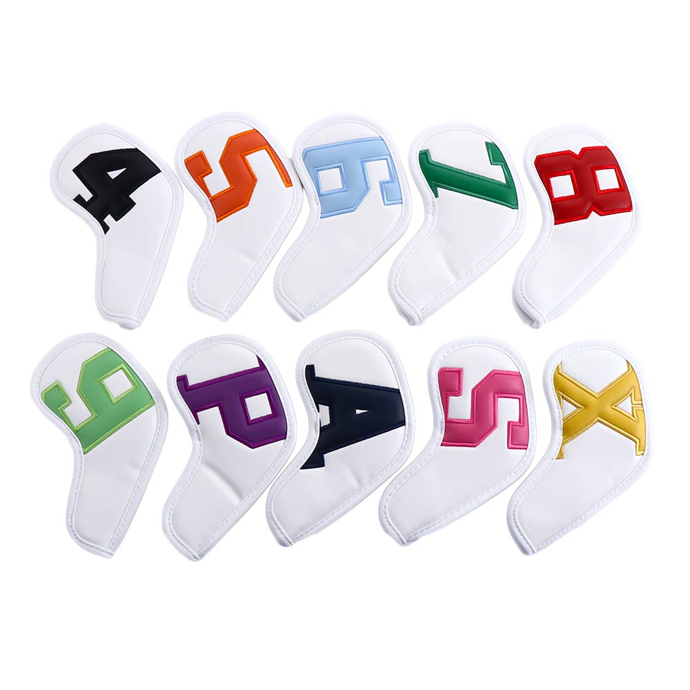 6 Clors Men and Women 4-9 ASPX PU Leather High-end Protective Cover Golf Wedge Cover Golf Iron Covers Golf Club Head Covers