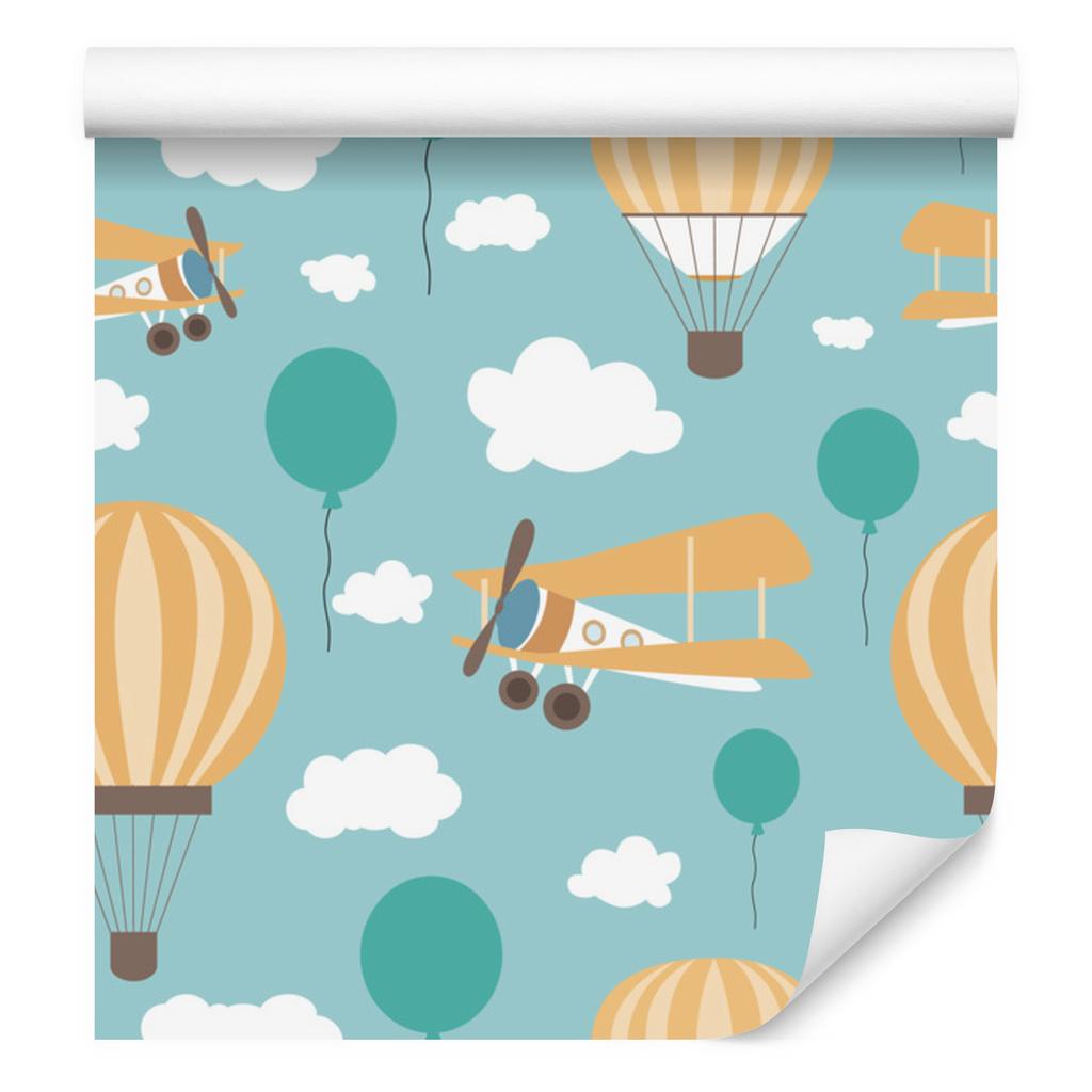 Wallpaper Balloons, Clouds, Planes and Sky for Living Room and Bedroom 50x1000