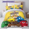 M&M's Muster Bettwäsche, Steppbett Set Bettbezug Kissenbezug Zuhause Geburtstagsgeschenk (1 Bettbezug + 2 Kissenbezüge, ohne Füllung)