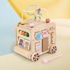 Multifunctional Wooden Bus Activity Toy Interactive Bus-Shaped