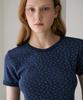 DEHEVE Flower Lace T-Shirt [Navy]