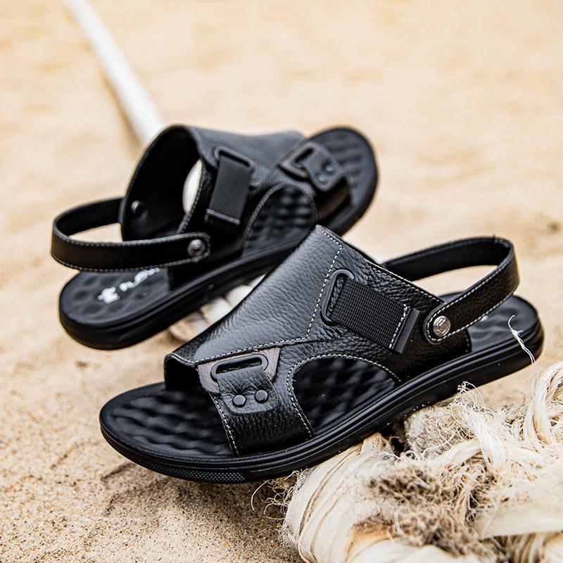 2025 New Shoes for Men Summer Genuine Leather Sandals Fashion Leather Casual Shoes Outdoor Cool Beach Shoes