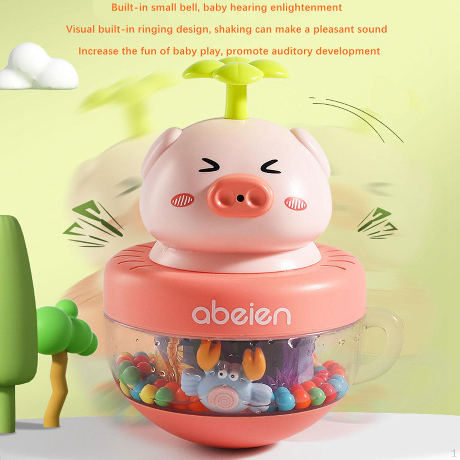 Baby Bath Toys Water Soaker Tumbler Toy Funny Amphibious Dual Use Built in Bells Puzzle Pig