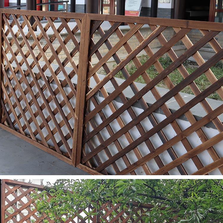 Carbonized Wood Fence and Railing Picket with Climbing Plant Stand for Outdoor Decoration