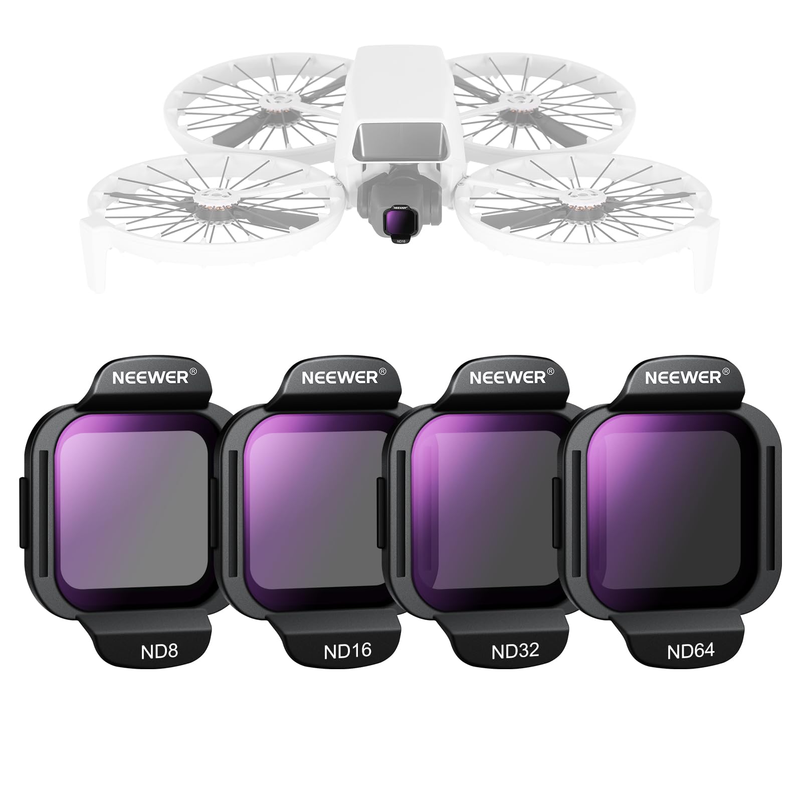 

NEEWER ND Filter Set Compatible with DJI Flip 4 Pieces ND8 ND16 ND32 ND64 HD Optical Glass Neutral Density Filter Polarizing Filter Drone Lens Filter