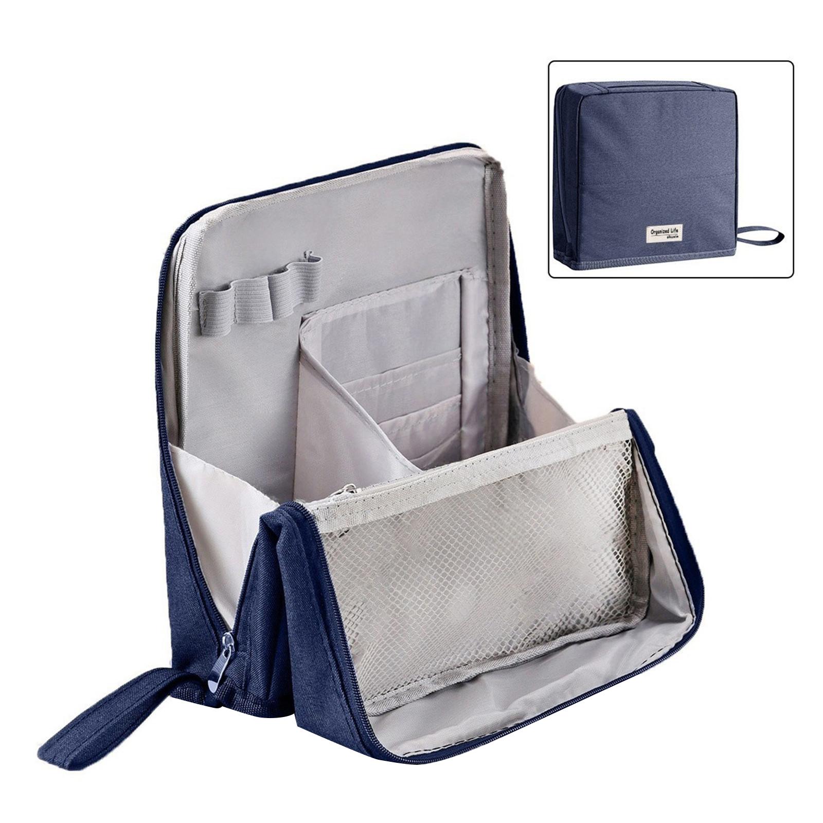 

Сумка для макияжа из ткани Оксфорд, стоячая, большой вместимости, из прочной водонепроницаемой ткани Оксфорд для домашнего хранения, деловая дорожная сумка темно-синий