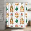 Santa Cat Christmas Shower Curtain Festive Tiger Print for Bathroom Decorations 3D Waterproof Fabric with Hooks in White Set