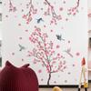 Large Cherry Blossom Wall Stickers Pink Flowers Tree Branch Birds Floral Blossom Wall Decals for Living Room Sofa TV Background