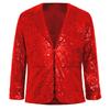 Kids Unisex Christmas Coat Shiny Sequins Lapel Collar Long Sleeve Jacket Latin Jazz Disco Dance Costume