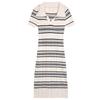 Striped polo neck knitted dress women's summer new design sense niche Korean gentle temperament skirt