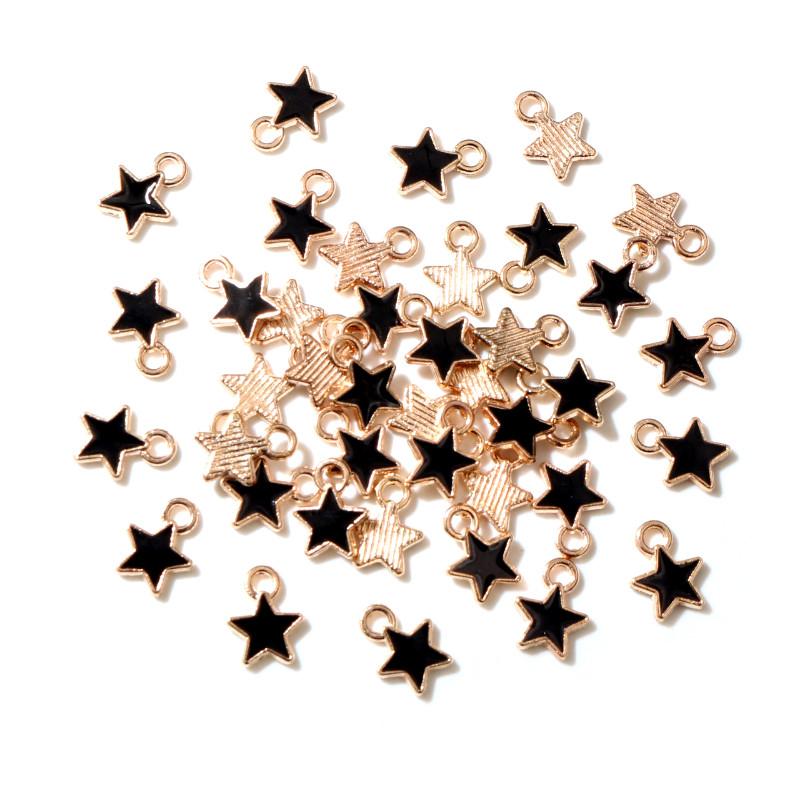 50PCS 6*8mm 9 Color Alloy Metal Drop Oil Small Stars Charms KC Gold Pendant For DIY Bracelet Necklace Jewelry Making Findings