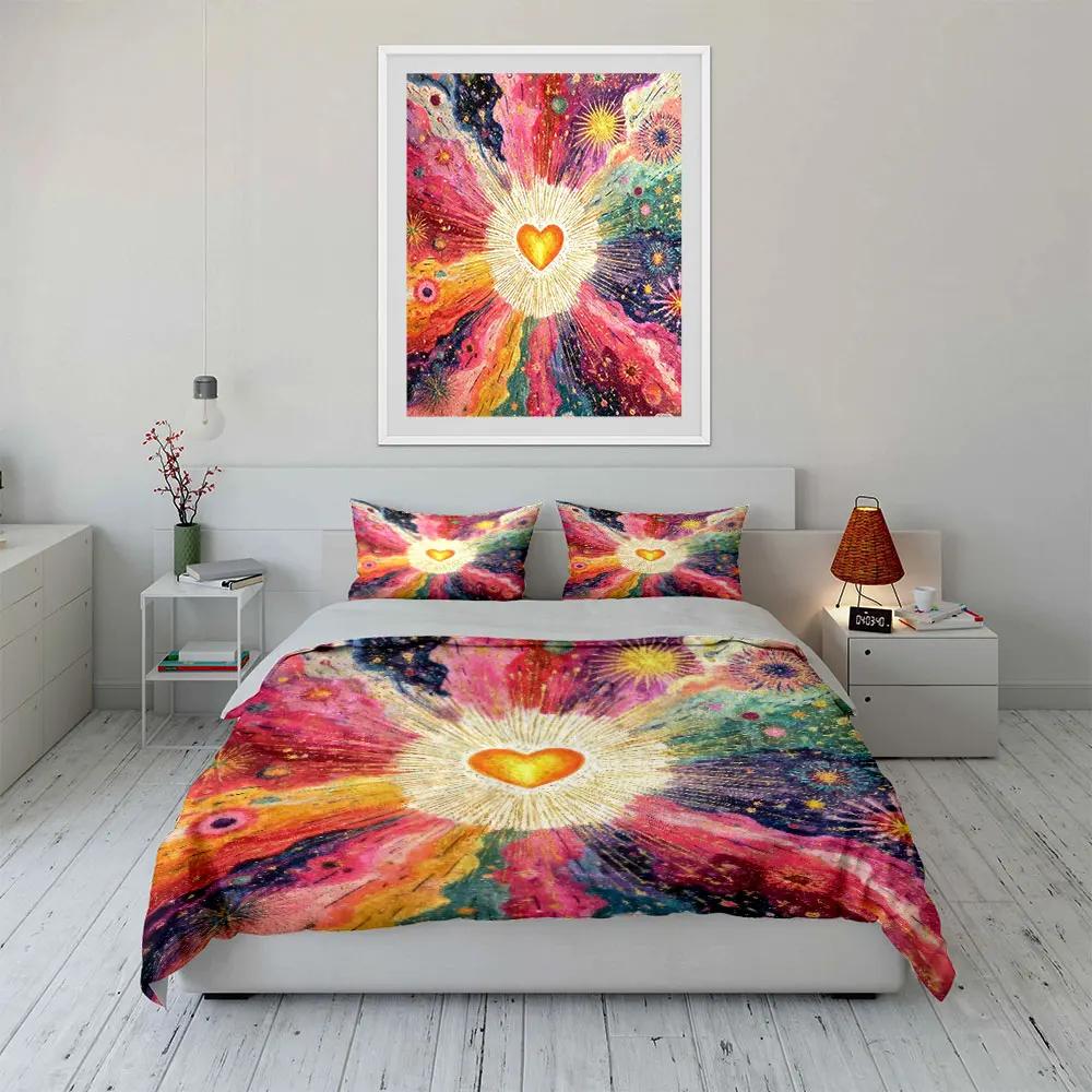 Colorful Heart Galaxy Art Decor Soft Comfortable Duvet Cover Bedding Set Included 1*Duvet Cover & 2*Pillowcases gift