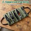 1pc Heavy-Duty Roll-Up Tool Bag for Professionals, Multi-Pocket Oxford Fabric Organizer for Mechanics, Electricians, Plumbers