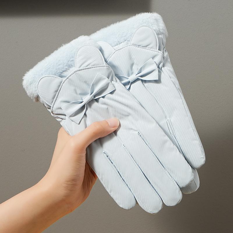 Utomhus Skidhandskar Vattenavvisande Kvinnliga Studenter I Björn Pekskärm Cykling Köldtåliga