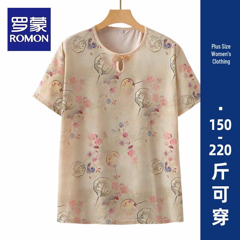 Romon Women s Plus Size Floral Short Sleeve T-Shirt 6XL