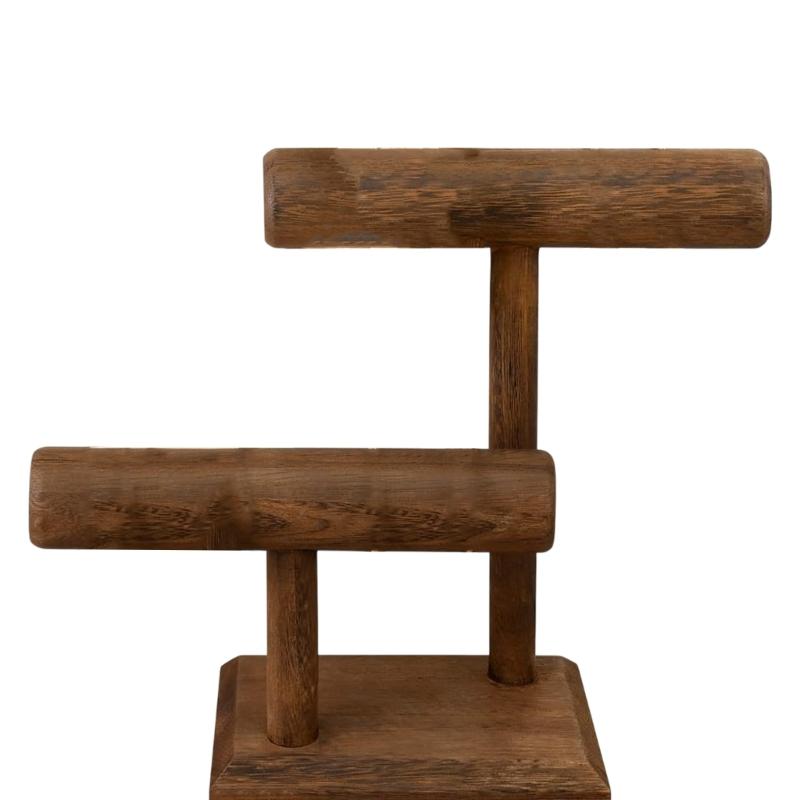 Винтажная деревянная подставка-дисплей для браслетов, 2-уровневая деревянная подставка для браслетов, полки для хранения для дома или магазина, ювелирные изделия 1