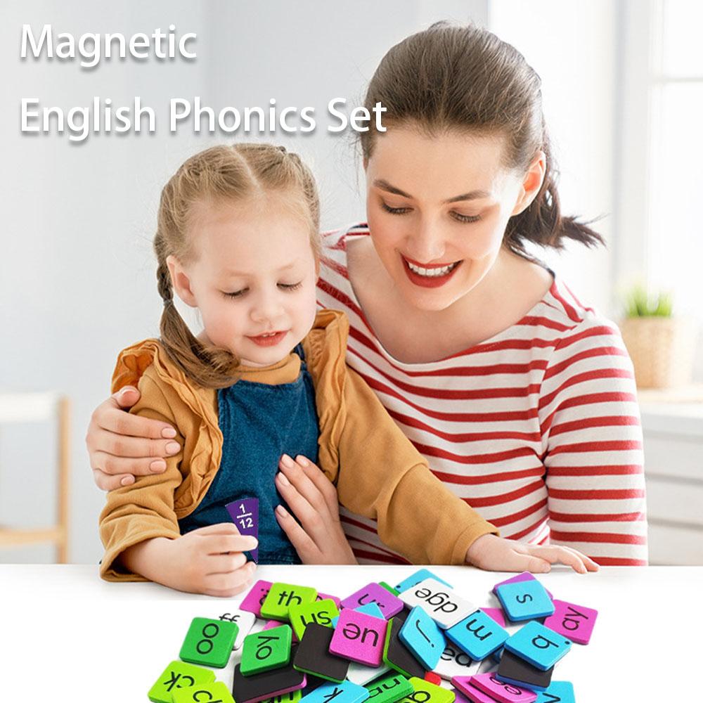 Non-Toxic Magnetic Phonics Tiles Alphabet Set Learn English Montessori Spelling Books Baby Educational Games For Children 5 Years Old Toys