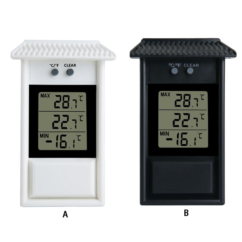 Indoor Outdoor LCD Electronic Thermometer Gauge Weather Sensor Digital Display Screen for Home Garden Greenhouse Max Min