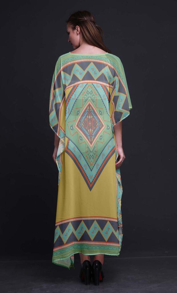 Phagun Kaftano Africano Geometrico da Donna Loungewear Festivo Abito Maxi da Spiaggia