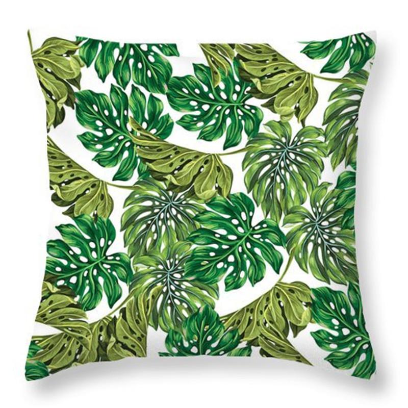Rainforest Tropical Plant Leaf Print Pattern Cushion Cover Home Living Room Sofa Decoration Square Polyester Pillow Pillow Cover