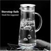 1.5 Liter Glass Pitcher With Lid. Glass Carafe For Water. Iced Tw