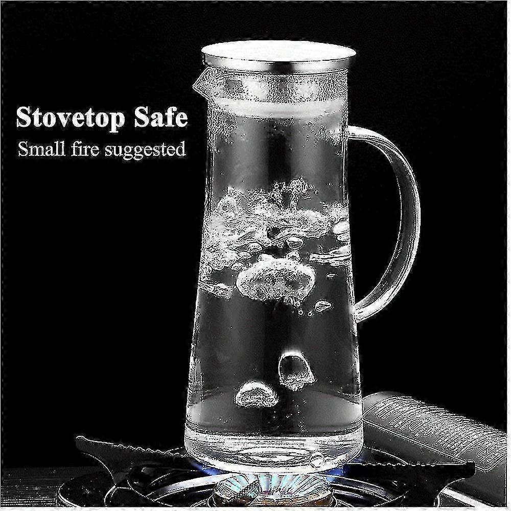 1.5 Liter Glass Pitcher With Lid. Glass Carafe For Water. Iced Tw