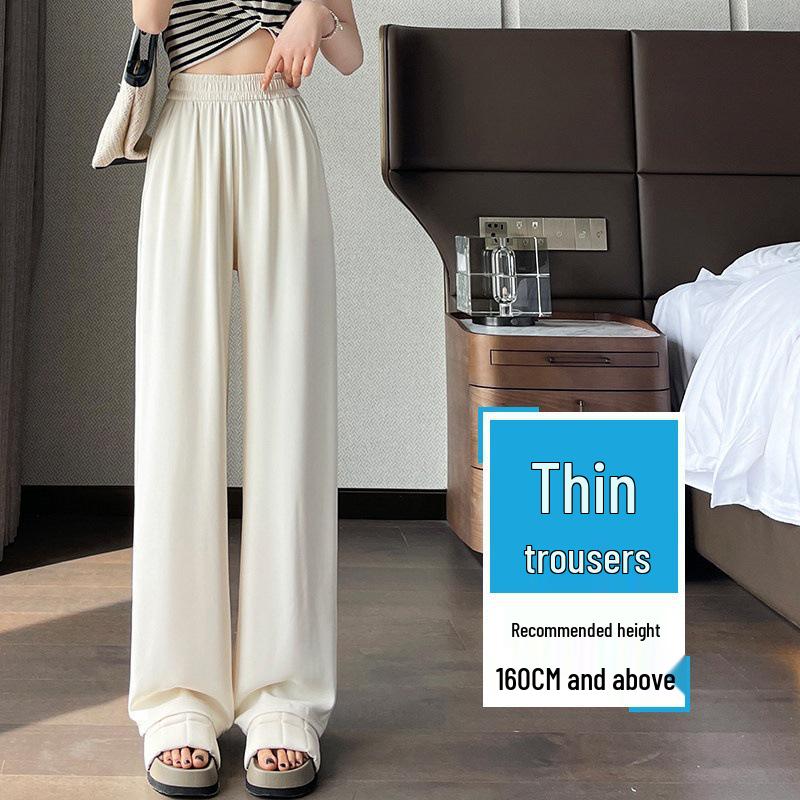 Drapey High-Waisted Slimming White Pants - Summer Versatile Casual Wear for Women