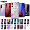 Für Samsung A05 A05s A15 4G 5G Gehärtetes Glas Hülle Rückseite Hartschalen Cover für Samsung Galaxy A55 A25 Bunte Blumen Funda Katzen Coque