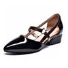 Pointed flat-soled sandals women's shoes summer new cow patent leather hollow sandals comfortable low-heeled fashion