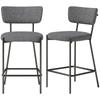 Bar Stools in a Set of 2, Upholstered Bar Chairs with Curved Backrest, for Kitchen Island, Breakfast Area, Grey