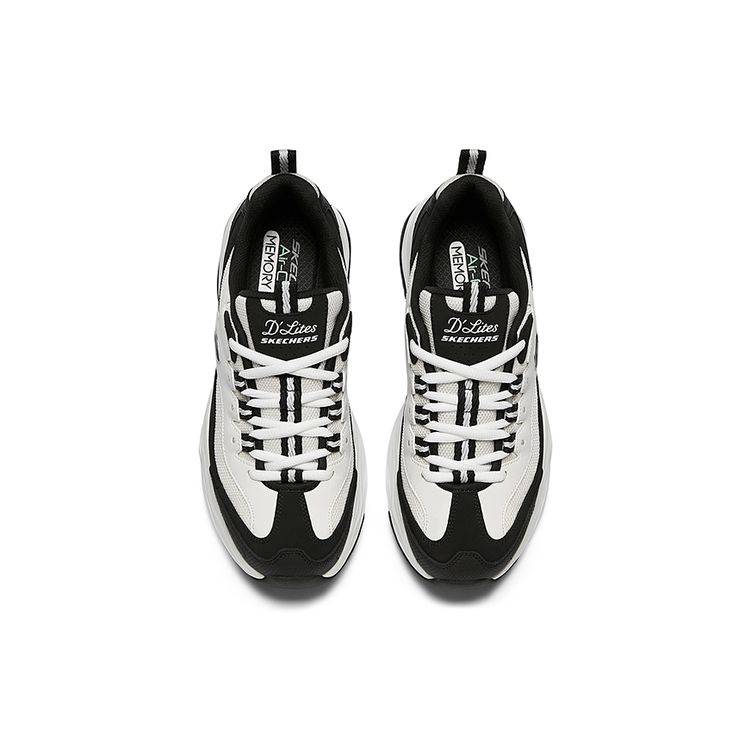 Skechers D'LITES 4.0 Women Black White Low Top Dad Shoes 149492-BKW