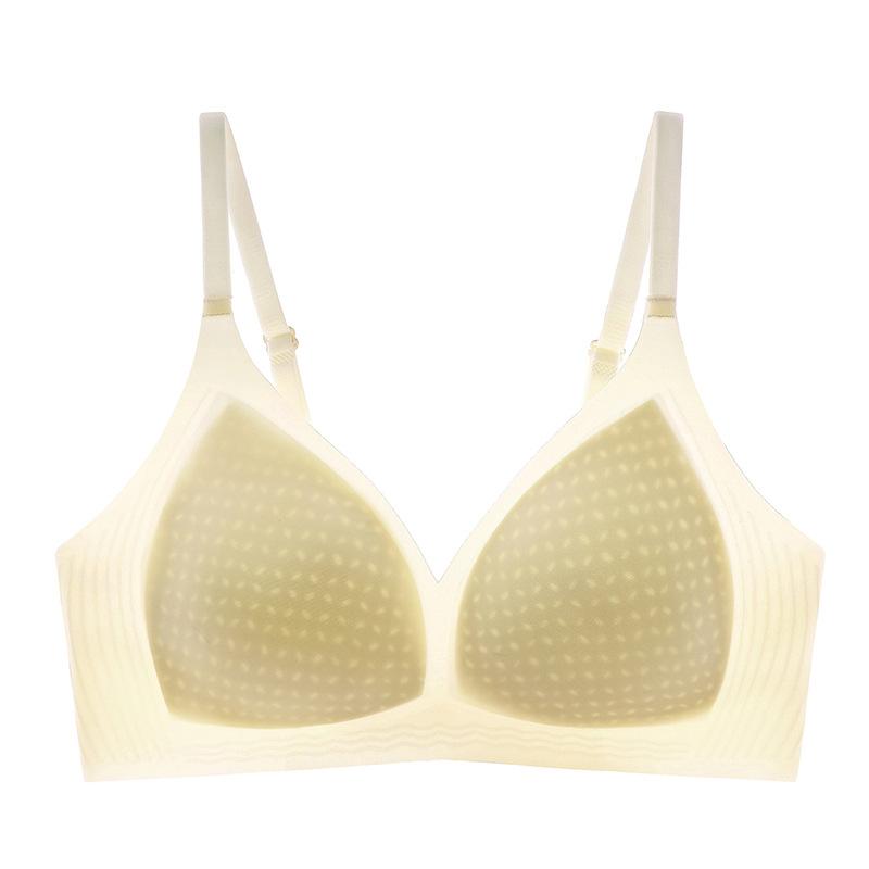 Summer ultra-thin jelly glue, comfortable and breathable fixed cup, no steel ring text bra gathers new models