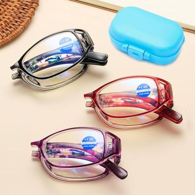 Modische, kompakte und tragbare faltbare Anti-Blaulicht-Lesebrille für Damen und Herren mit Etui, Computer-Strahlenschutzbrille