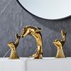 Tuqiu Dolphin Bathroom faucet widespread Gold Basin faucet Lavotory Tap luxury Basin Mixer Hot And Cold shower room sink Faucet
