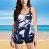 Ladies' Sexy Swimsuit With Suspender And Printed Two-piece Swimsuit Set