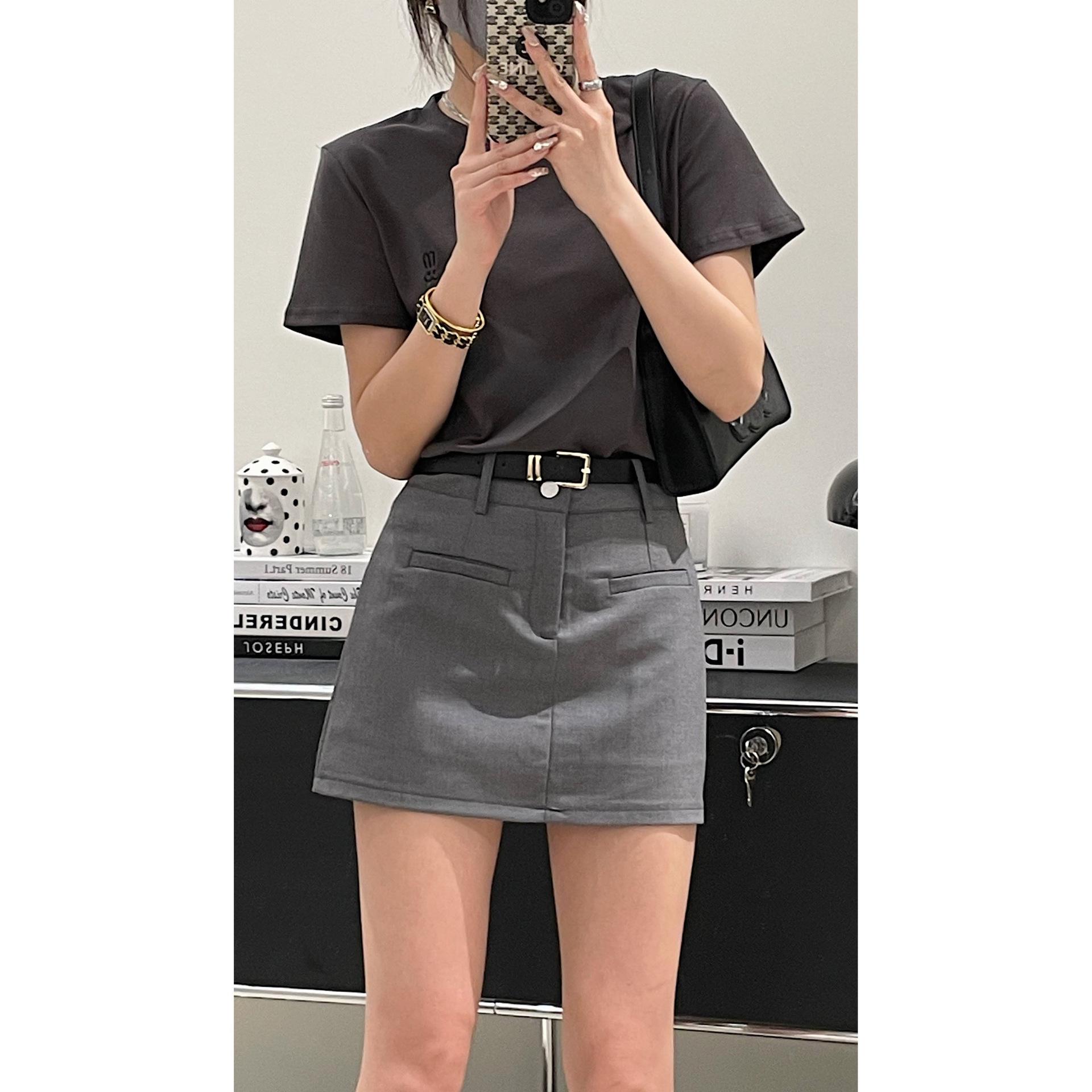 

2024 Women s Gray High Waist A-line Bodycon Midi Workwear Skirt 3XL серый