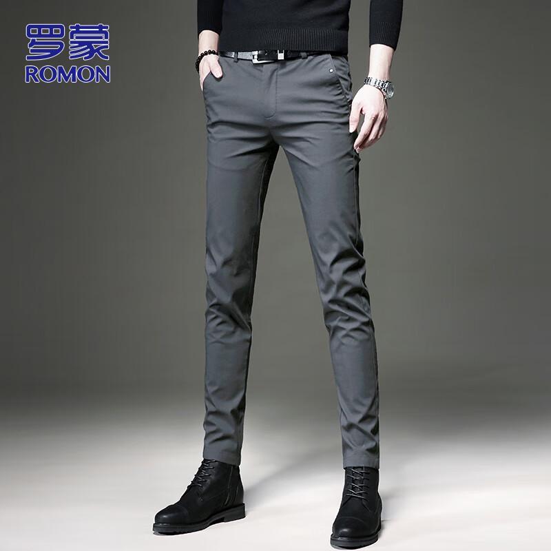 

ROMON Men s Slim Fit Business Casual Tapered Pants 32