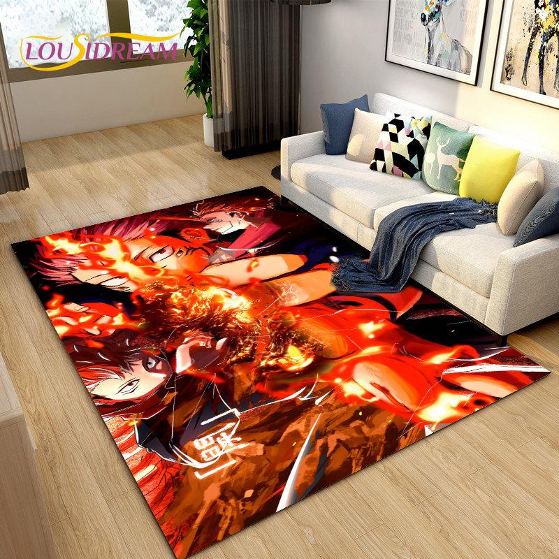 Jujutsu Kaisen Anime Cartoon Area Rug,Carpets Rug for Living Room Bedroom Sofa Doormat Decoration,Kids Play Non-slip Floor Mat